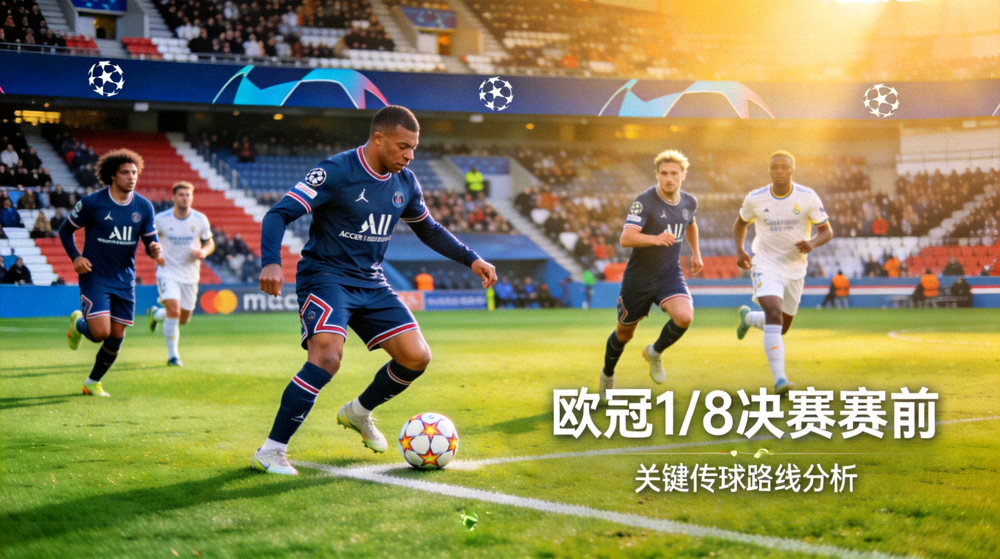 欧冠淘汰赛赛前分析配图，球员在中场进行传球组织
